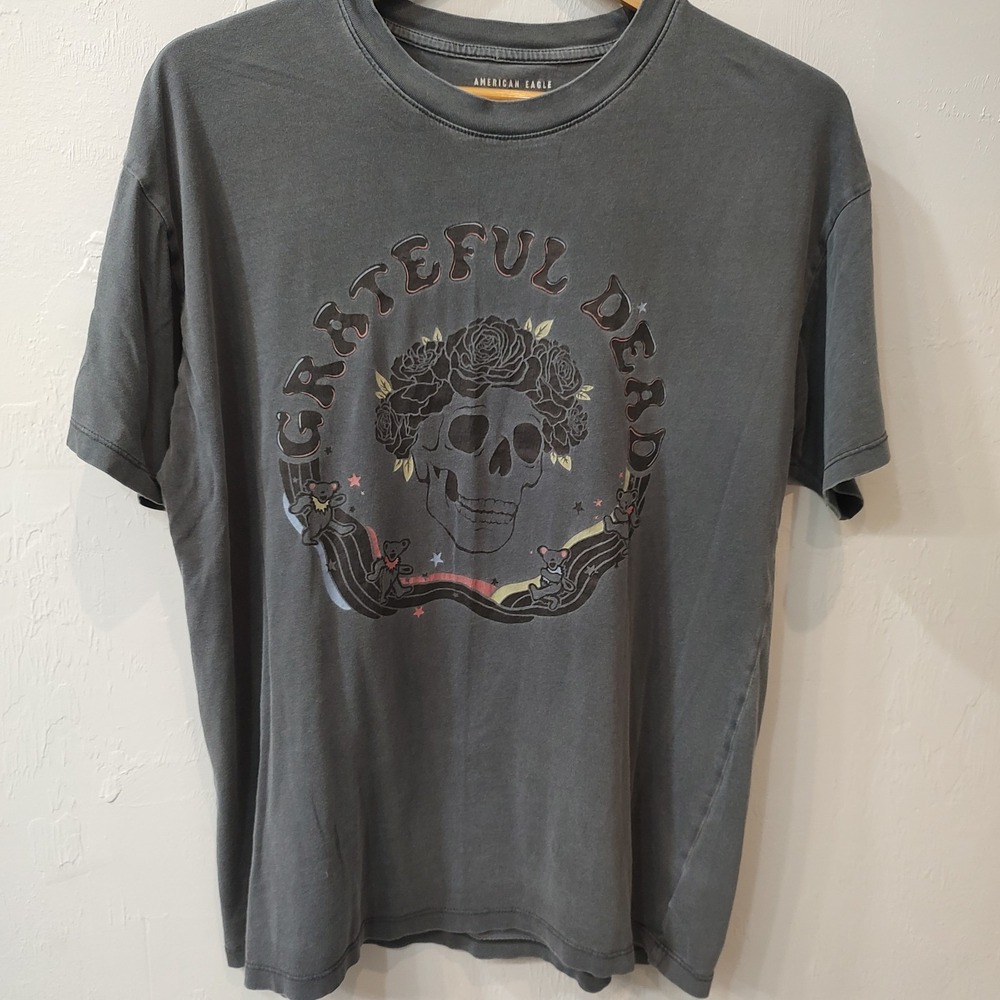 American Eagle Band Tee Grateful Dead Skull Bear T-shirt Size XS/S Oversize